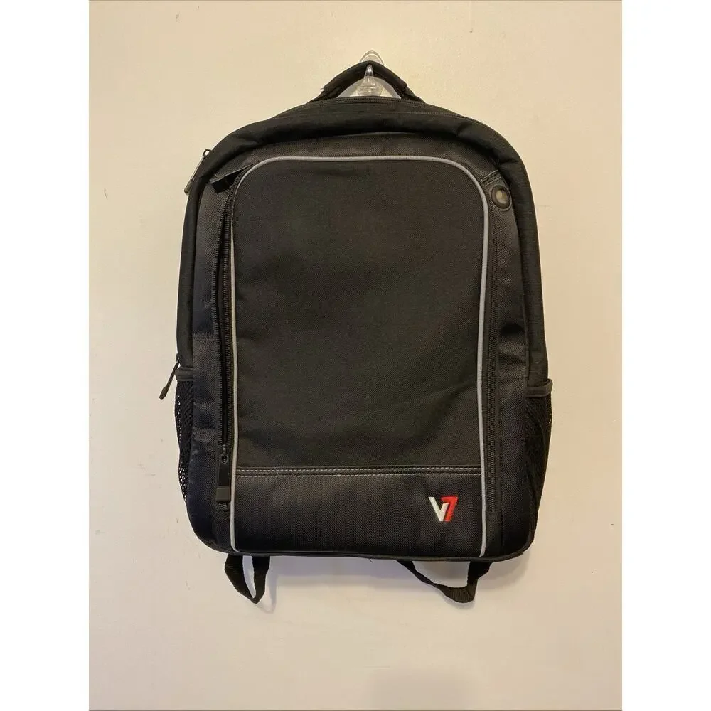 V7 Black Gray Trim Padded Professional Backpack Traveler Laptop Bookbag 13